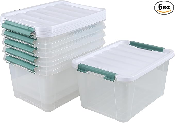 20 Quart Clear Stackable Storage Box 6-Pack Plastic Storage Container with Latching Lid