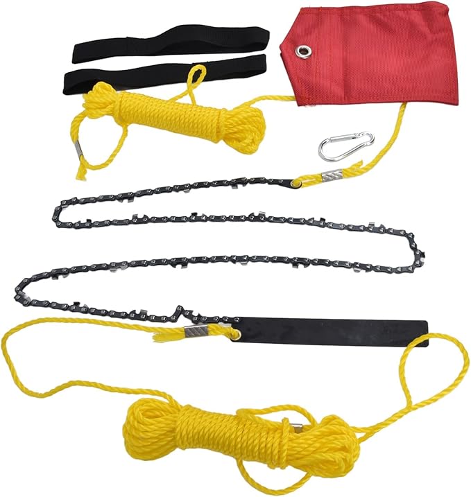 48 Inch Rope Saw 63 Teeth High Limb Rope Saw Hand Pulled Saw Chain Folding Pocket Chainsaw Limb Saw Hand Saws for Tree Trimming