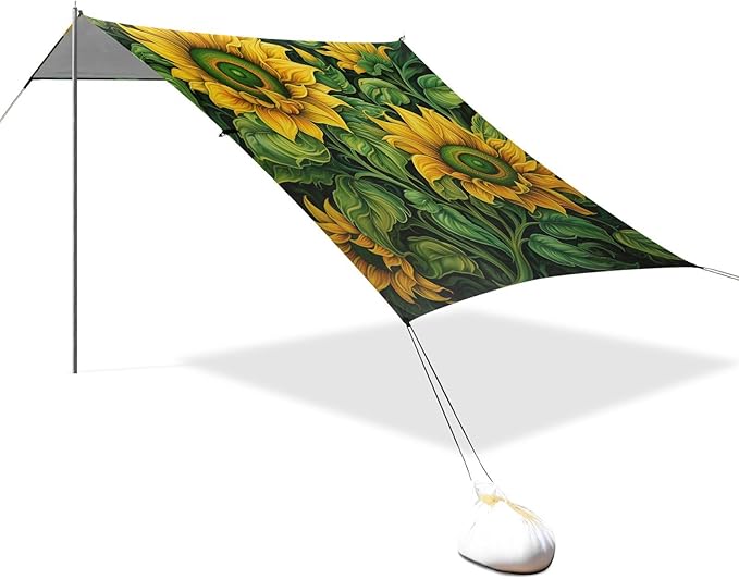 ALAZA Autumn Spring Sunflowers with Green Beach Tent Sun Shelter Portable Canopy Sunshade for Outdoor Camping Picnics Backyard Fun 10x9 ft