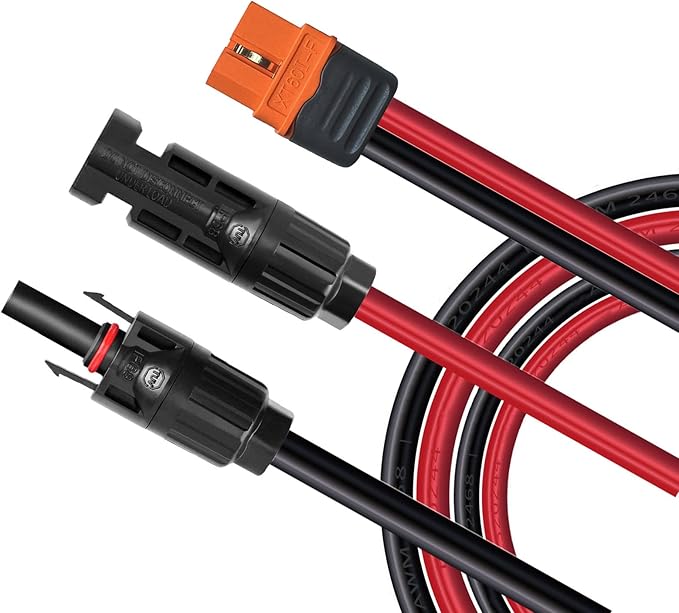Solar Charge Cable Solar Connector to XT60i Adapter Connector Connecting Solar Panel XT60i-F Extension Cable 12AWG Cable Compatible for EcoFlow Solar Generator Power Station 7.62M(25FT)