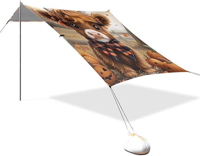 ALAZA Baby Highland Cow Fall Beach Tent Sun Shelter Portable Canopy Sunshade for Outdoor Camping Picnics Backyard Fun 10x9 ft