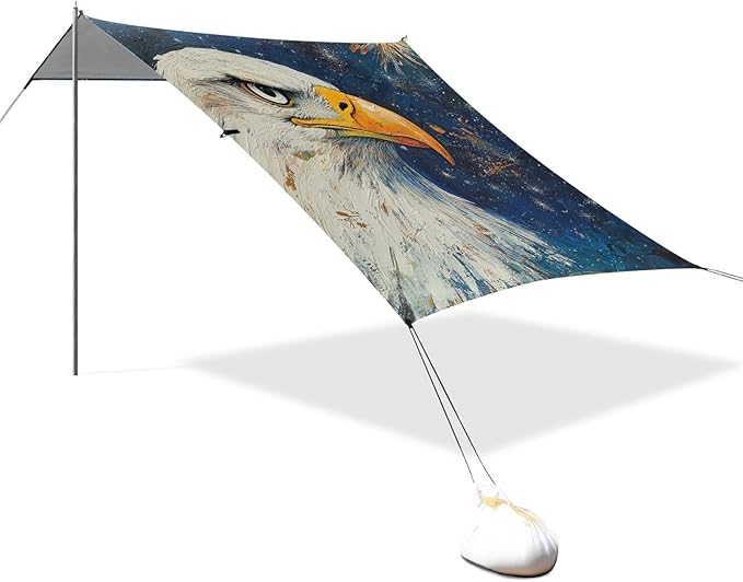 ALAZA Eagles Head Starry Beach Tent Sun Shelter Portable Canopy Sunshade for Outdoor Camping Picnics Backyard Fun 10x9 ft