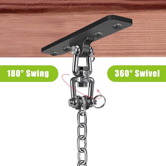Dolibest Hanging Kits Hammock Chair Hardware Heavy Duty Swing Hanger with Chain for Indoor Outdoor Playground Hanging Hammock Chair Punching Bags 4 Screws 600 LB Capacity 3.28ft 360° Rotation