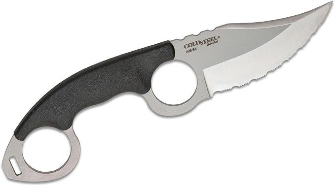 Cold Steel Double Agent II Serrated Edge Durable Lightweight Japanese AUS8A Steel Clip Point Shape 3 Fixed Blade Tactical Outdoor Hunting Knife Griv-Ex Handle Secure-Ex Sheath