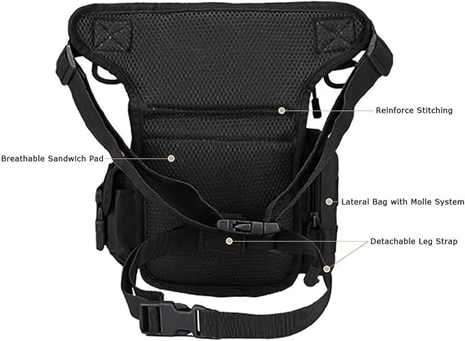 Genérico Tactical Drop Leg Pouch Bag Thigh Pack WaistCompatible For Motorcycle Racing Bike QualCycling Hiking(CP)