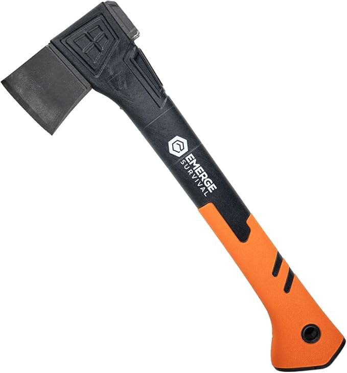 Hatchet – 14″ Lightweight Fiberglass Handle &amp Carbon Steel Survival Axe with Corrosion‑Resistant Blade Hammer‑Back Protective Sheath Outdoor &amp Emergency Prep Tool for Woodcutting