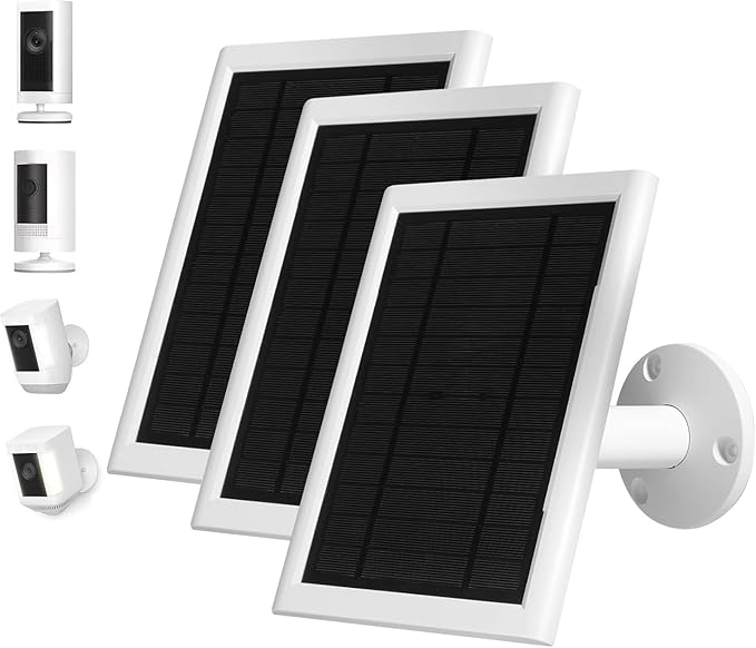 5W Solar Charger Compatible for Ring Camera with 10FT/3M Long Cable Compatible with Ring Spotlight Cam Plus/ProStick Up Cam/ProSpotlight Cam-3 Pack