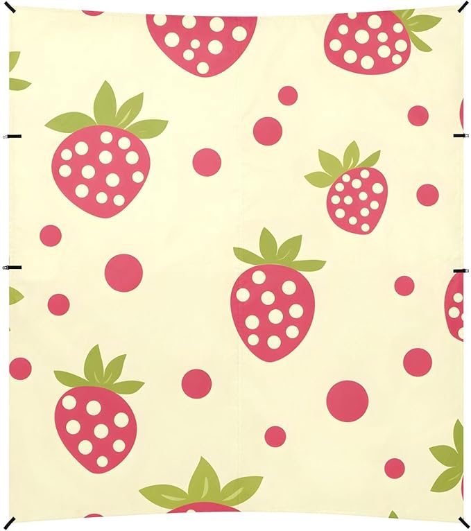 ALAZA Plant Strawberry Tile Abstract Pattern Beach Tent Sun Shelter Portable Canopy Sunshade for Outdoor Camping Picnics Backyard Fun 10x9 ft
