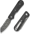 CIVIVI Crabby Pocket Knife EDC Folding Knife for Men Women with Damascus Blade Contoured Shredded Carbon Fiber Handle Designed by Ken Onion Jr. C24055-DS1