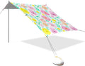 Beach Canopy with Windproof Ropes &amp Sandbags Beach Tent Sun Shade Sun Shelter for Camping Trips Fishing Backyard Fun or Picnics Flowers