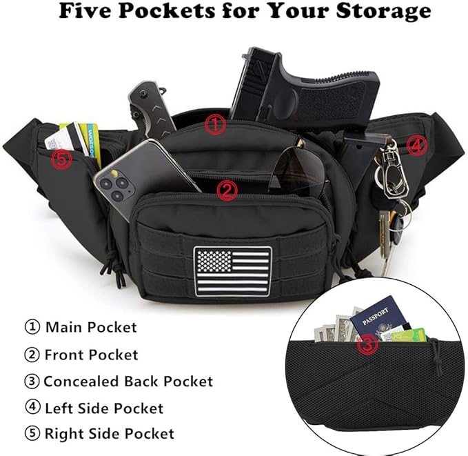 1 Black Gun Fanny Pack + 1 Black Gun Sling Bag