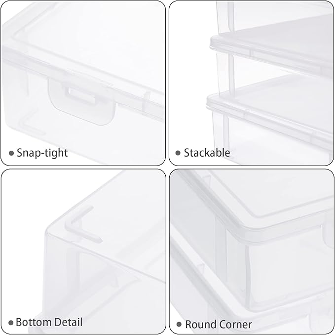BTSKY Clear Plastic Storage Box with Flap Lid Multipurpose Craft Organizers and Storage Box Art Supply Storage Organizer Plastic Sewing Box for Beads Pencils Notebooks 2 Pack Medium
