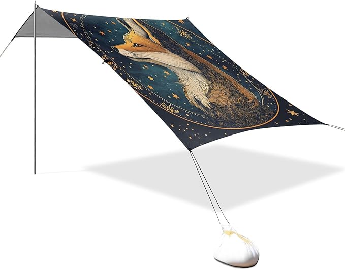 ALAZA Fox Star Starlist Sky Beach Tent Sun Shelter Portable Canopy Sunshade for Outdoor Camping Picnics Backyard Fun 10x9 ft