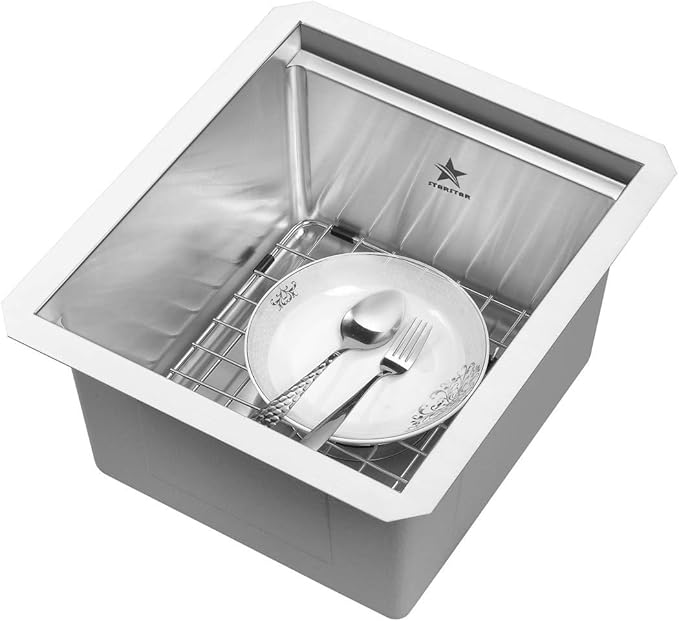 STARSTAR Workstation Ledge Undermount Single Bowl 304 Stainless Steel Kitchen Sink With Grid Cutting Board (14 x 18)