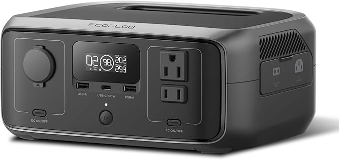EF ECOFLOW Portable Power Station RIVER 3 245Wh LiFePO4 Battery Power Station 1Hr Fast Charging 300W/X-Boost 600W Solar Generator for Outdoor/Camping/RVs/Home Use (Solar Panel Optional)