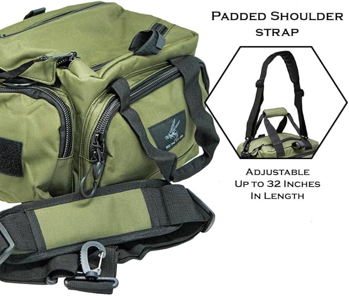 Exos Tactical Range Bag - Medium Size Range Bag for Shooting - Gun Case for Handguns Ammo Storage Tactical Backpack Molle Webbing Free Subdued USA Patch