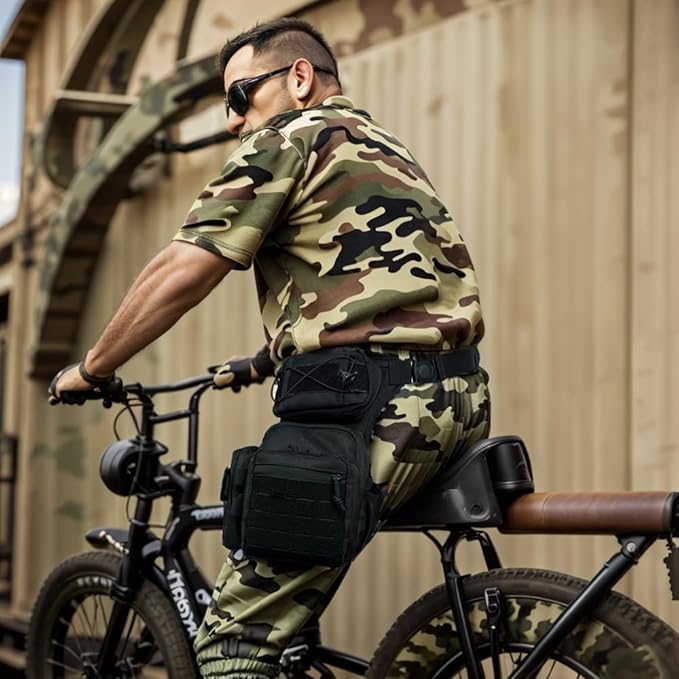 Tactical Drop Leg Bag For Men Black Crossbody bag Backpack Thigh Pouch Military Hunting Outdoor Sling Bags Motorcycle Tool Work Waist Leg Pouch Bags Women Fanny Pack