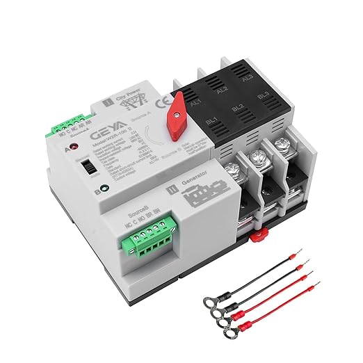GEYA Mini ATS Automatic/Manual Transfer Switch Solar Auto Dual Power Over &amp Under Voltage Switch 50/60Hz Grid to AC Generator(3Pole 63A 110V)