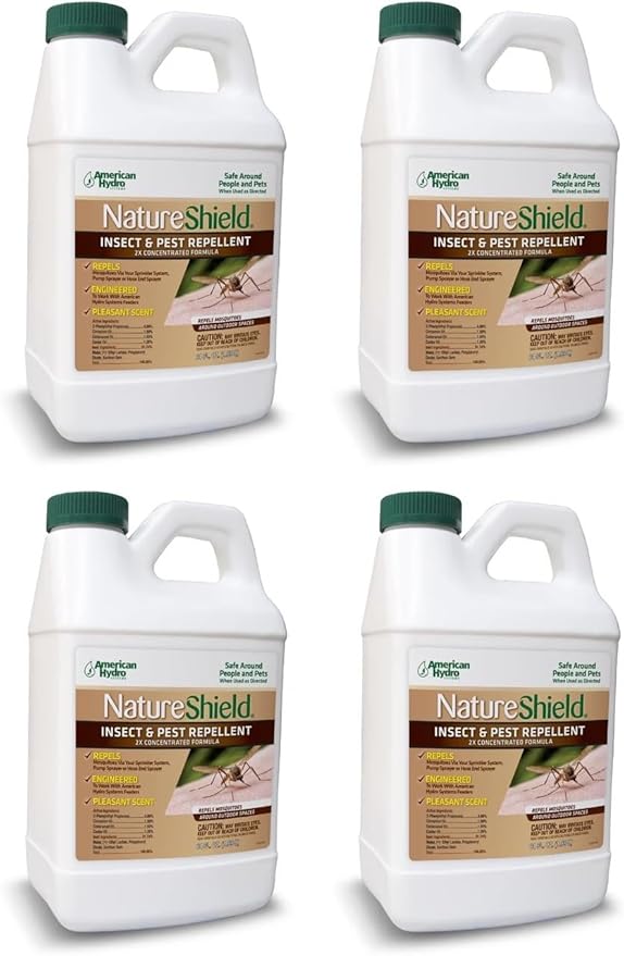 NatureShield Insect and Pest Repellent Outdoor Bug Repellent for Patio and Lawn Use with Irrigation Feeder System Pump or Hose End Sprayer 64 Fl Oz 4 Pack