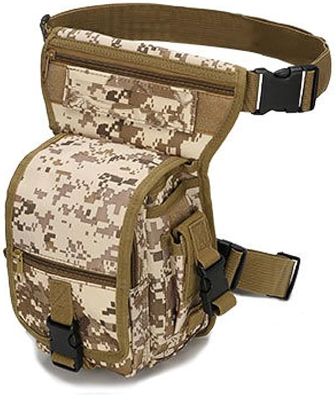 Drop Leg Bag for Men Tactical Metal Detecting Thigh Pack Tactical Drop Leg Bag Utility Pouch (Desert Digital)