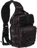 Mil-Tec One Strap Assault Pack Small - Tactical Rugged Durable Ergonomic Versatile Sling Backpack with MOLLE Loops Black 10Liters