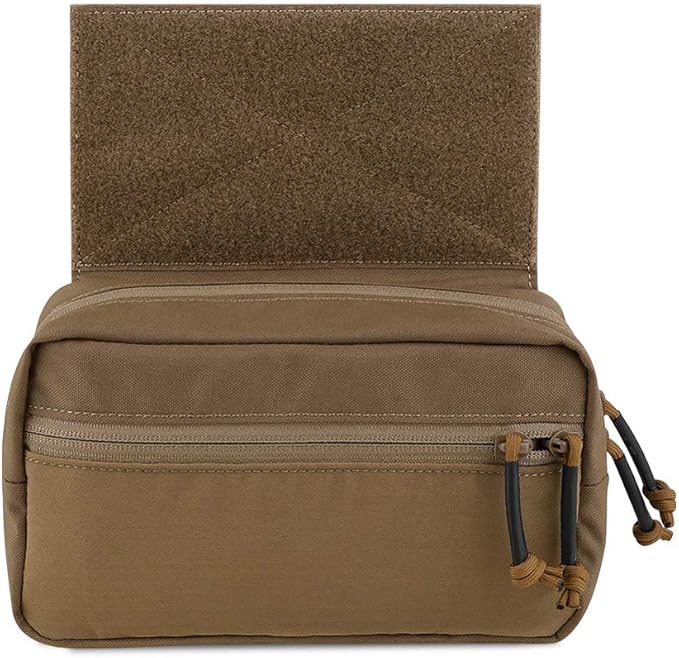 KRYDEX Tactical Drop Pouch Sub Abdominal Carrying Kit Bag Tactical Fanny Pack with Hook and Loop Panel for Tactical Vest Chest Rig (Coyote Brown)