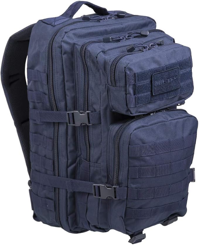 Mil-Tec Unisex Assault Pack - Rugged Durable Lightweight Ergonomic Versatile Tactical Outdoor Camping Hiking Backpack with Adjustable Padded Shoulder Straps &amp MOLLE Loops Dark Blue 36L