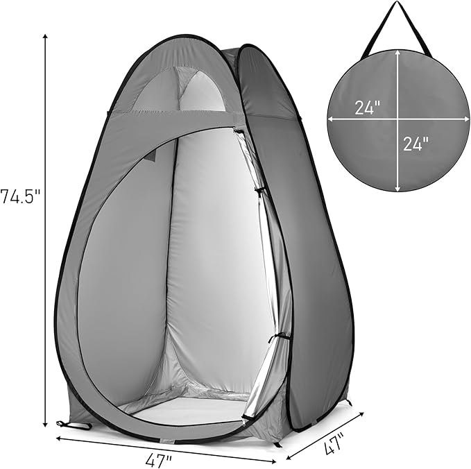 Pop Up Changing Tent for Beach Camping Portable Shower Tents Outdoor Privacy Bathroom Change Dressing Clothes Porta Potty Tent Pop Up Instant for Camp Toilet (Dark Gray)