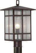 Forte Lighting 1319-01-32 Craftsman 1-Light Exterior Post Mount Lantern with Clear Seeded Glass Antique Bronze Finish