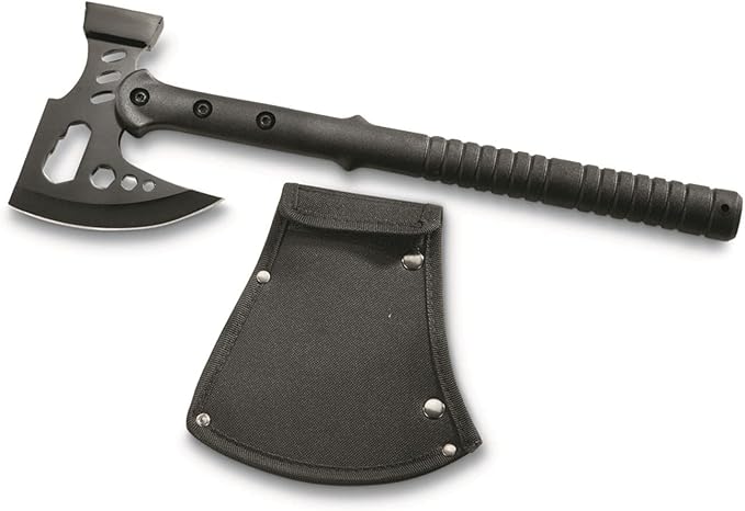 SZCO Supplies 16.25” Black Multipurpose Outdoor Camping Survival Hammer Hatchet Axe with Nylon Sheath 211557 Back
