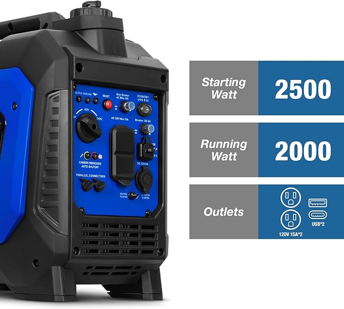 BILT HARD Portable 2500W Generator with CO Safety Sensor 120V AC Duplex Receptacle and 12V DC Output Super Quiet 4-Cycle Engine Portable Outdoor Generators for RV and Emergencies