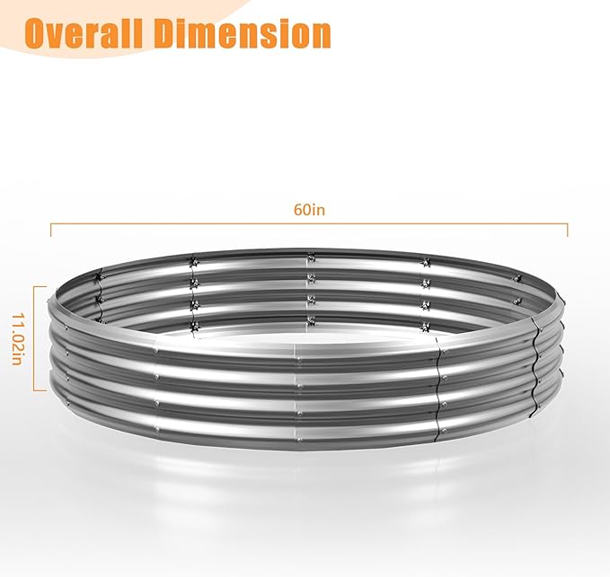 Mr IRONSTONE Outdoor Fire Pit Galvanized Fire Pit Ring Foldable Outdoor/Camping/Gatherings 5 FT Diameter Fire Pit for Yard/Garden/Park/Beach 60 Inches Fire Ring Pit Silver