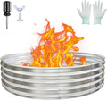 48 Inch Round Galvanized Fire Pit Ring Durable Steel Bonfire Ring for Backyard Patio &amp Camping Weatherproof &amp Quick Setup (4×4×1 FT)