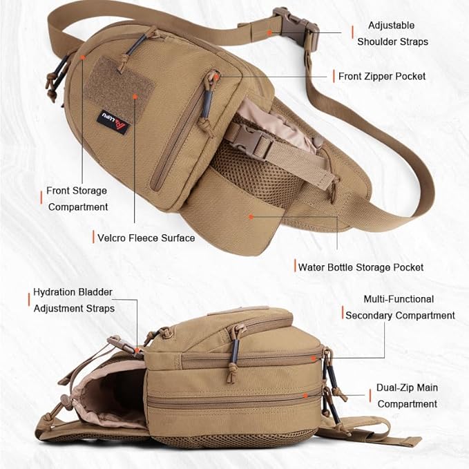 Military Tactical Waist Pack Assault Fanny Pack Army Bumbag with Water Bottle Holder for Men Camping Fishing Climbing (Khaki)