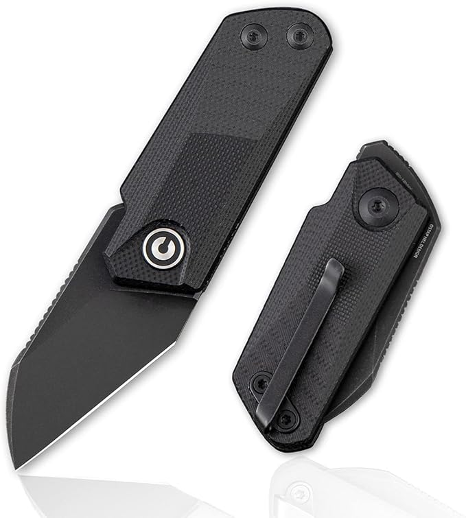 CIVIVI Ki-V Front Flipper Pocket Knife Double Detent Slip Joint Small Folding Knife with Deep Carry Pocket Clip For Easy EDC C2108B (Black)