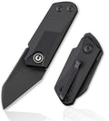 CIVIVI Ki-V Front Flipper Pocket Knife Double Detent Slip Joint Small Folding Knife with Deep Carry Pocket Clip For Easy EDC C2108B (Black)