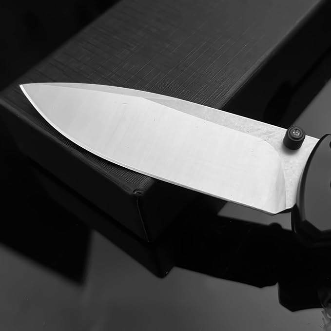 7.4-inch Button Lock Folding Knife with D2 Steel Blade and Aviation Aluminum Handle. Thumb Stud Manual Open. EDC Outdoor Camping Fishing Knife. Adventure Tool. Gift for Men.