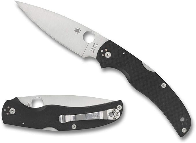 Spyderco Native Chief Knife - Black G-10 Handle with PlainEdge Full-Flat Grind CPM S30V Steel Blade and Back Lock - C244GP