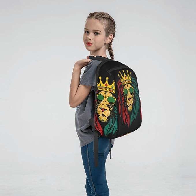 Men Women Bookbag Reggae king Rasta Flag Lion Black Laptop &amp Tablet Backpack for Travel &amp Work