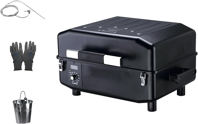 Z GRILLS ZPG-200APro Portable Tabletop Wood Pellet Grill and Smoker Digital Control 8 in 1 BBQ Grill for Outdoor Kitchen Backyard 202 Sq Inches of Cooking (Black)