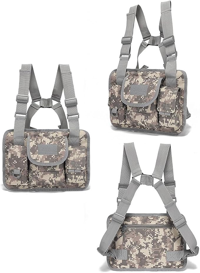 Outdoor Chest Bag For Men Tactical Utility Pack Lightweight Chest Pouch Hiphop/Harness Bag for Workouts Cycling Hiking (ACU)