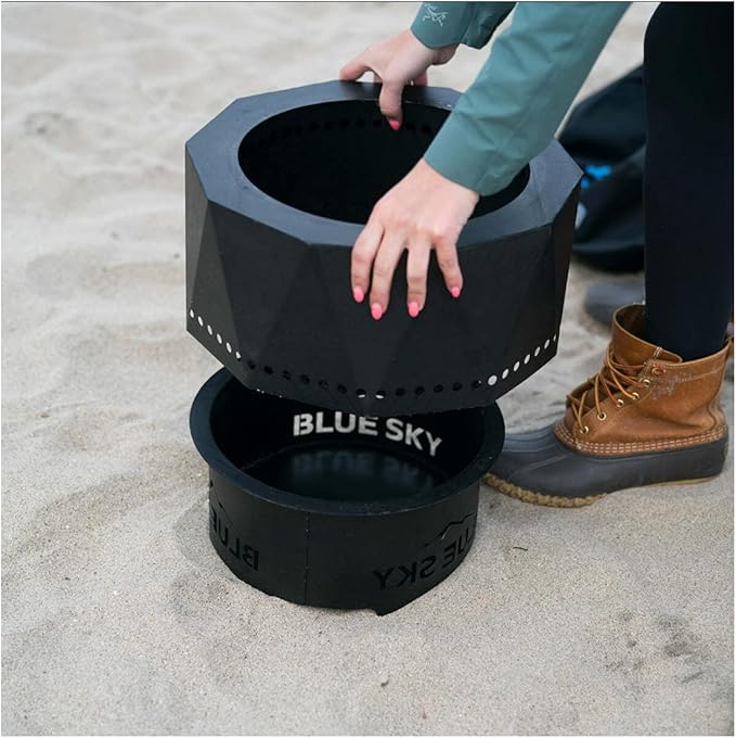 Blue Sky Outdoor Living Ridge Portable Fire Pit Portable Smokeless Fire Pit with Carrying Bag Black