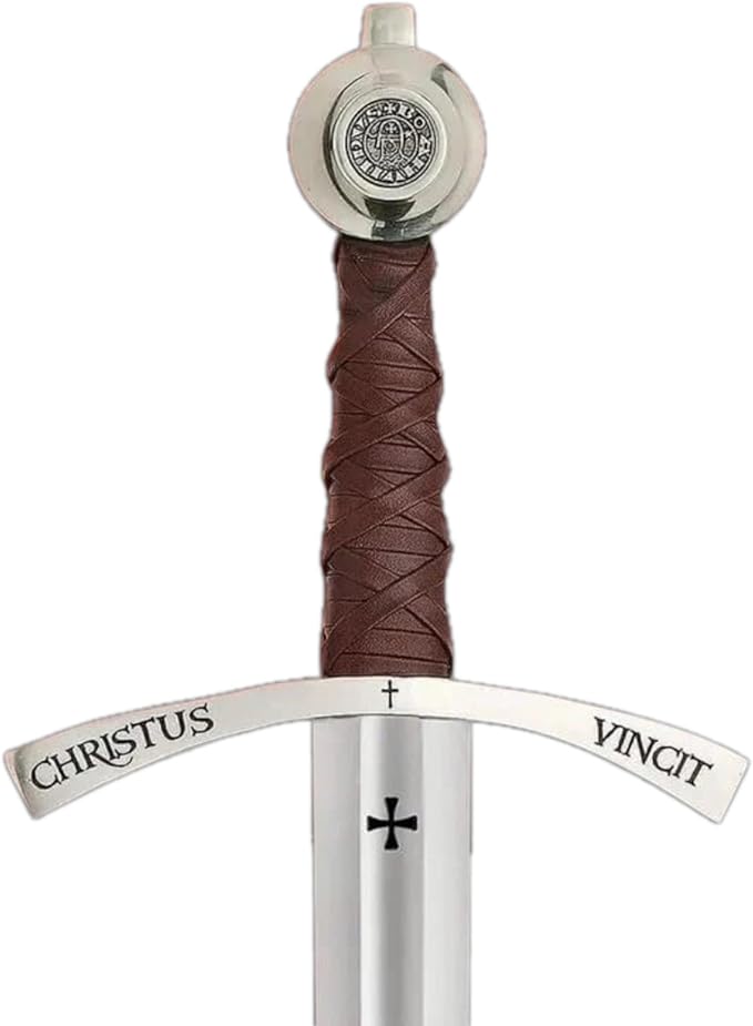 DARK WARRIOR-Handmade Medieval The Accolade Sword of The Knights Templar Replica Viking Sword with Scabbard Stainless Steel Blade Decoration Collection Cosplay (Templar) (Medieval Viking 1)