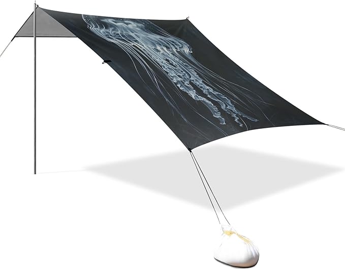 ALAZA Dark Sea Jellyfish Marine Beach Tent Sun Shelter Portable Canopy Sunshade for Outdoor Camping Picnics Backyard Fun 10x9 ft