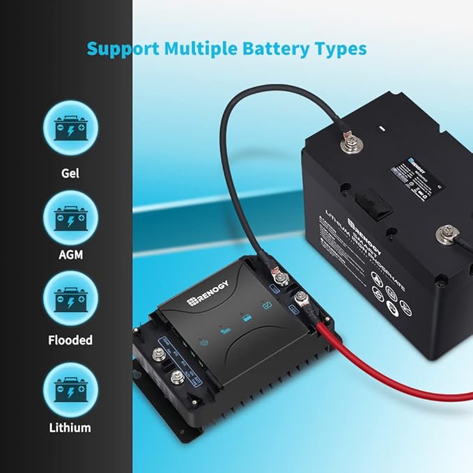 Renogy 50 Amp MPPT Charge Controller 12V MPPT Solar Charge Controller Capable for Solar Panel and Alternator Power Input with DC to DC Battery Charger Function for Gel AGM and Lithium Batteries