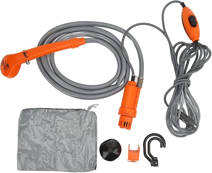 aqxreight Portable Outdoor Camping Shower with 12V Car Adapter for Hiking Pet Washing