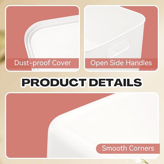 16 Pack Plastic Storage Bins with Lids Stackable Classroom Organization Bins 4 Size Combination Craft Organizers for Home Office Organize Craft Shoes Tools Snacks(White)