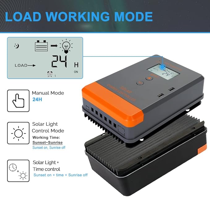 40amp Solar Charge Controller mppt 12V 24V AUTO Solar Regulator w/LCD Display for Lead-Acid Lithium Input 60~960W 100V Solar Power MPPT 40a Charger