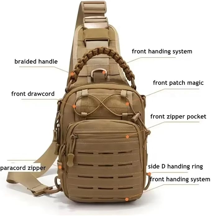 Genérico Compatible For Military Tactical Backpack Shoulder Bag Chest bag Men Outdoor Hiking Camping(CP)