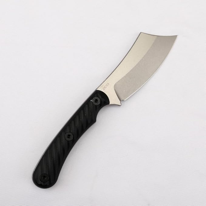 3.3 Inch DC53 Fixed Blade Outdoor Camping Straight Knife with Kydex Sheath Gift for Men (Black handle white blade)